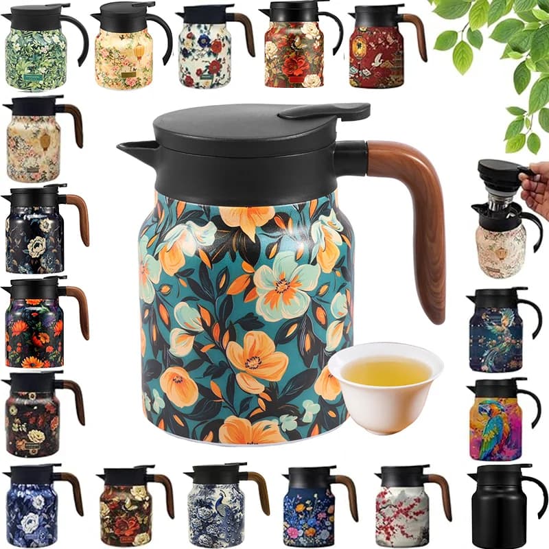 Vintage Çiçekli Çay Termos Seti