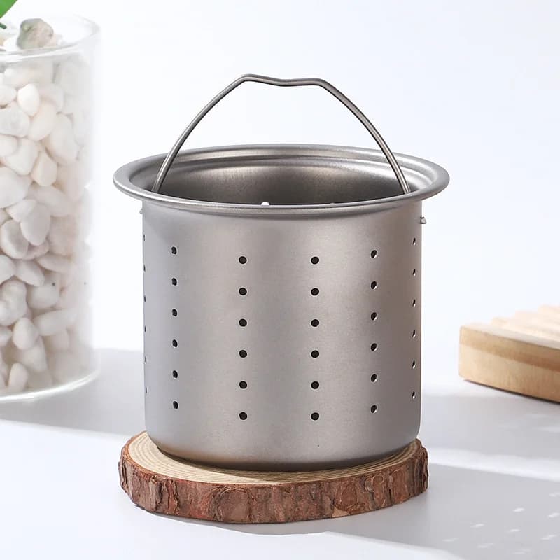 450ml Saf Titanyum Çay Süzgeçli Kupa